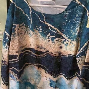 Water color print Blouse , silk like